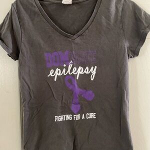 Gray V-Neck Epilepsy Awareness T-Shirt